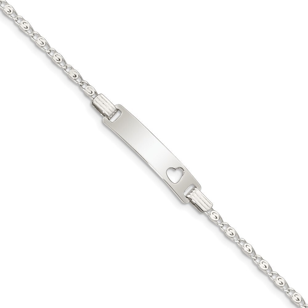 Kazi Luxury Sterling Silver  ID with Cut-out Heart Bracelet